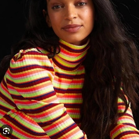 Anthropologie Maeve Multicolor Ribbed Turtleneck - Picture 2 of 10